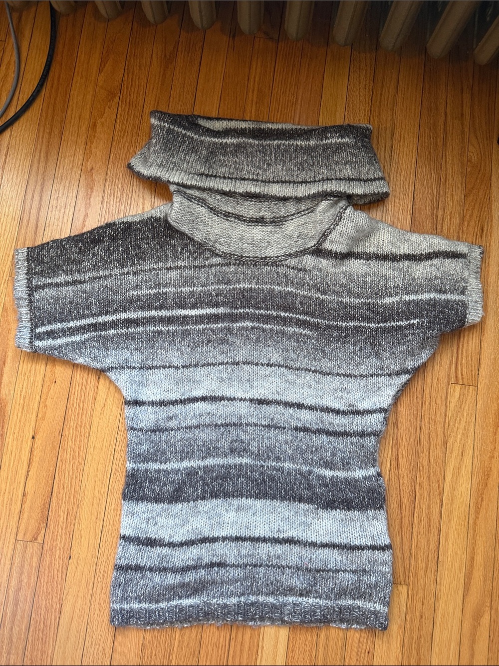 The Limited Gray & Charcoal Striped Cowl Neck Sweater